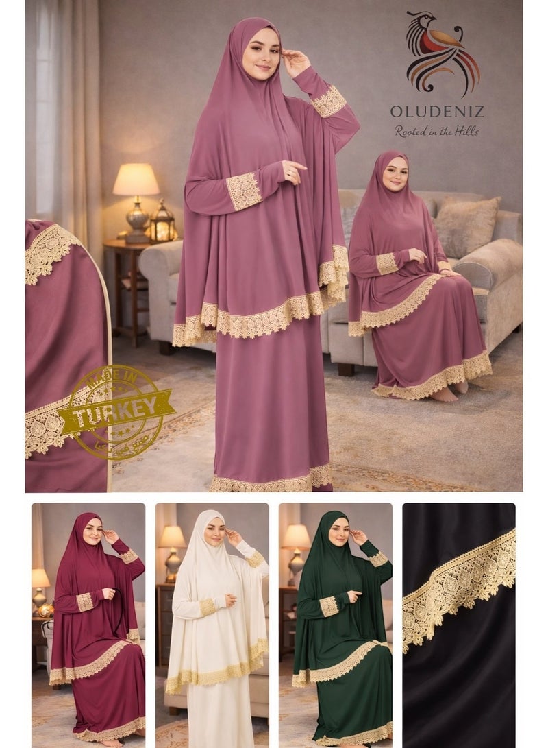 OLUDENIZ Women’s Two-Piece Prayer Dress – Cool Lycra Fabric – Full Modest Coverage – Fits Most Sizes – Turkish Quality – Perfect Gift Option - Image 2